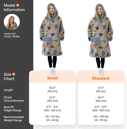 Giggling Getup Wearable Blanket Hoodie for Adults Gifts for Teen Girls Sister Women Sherpa Fleece Printed Hooded Blanket Sweatshirt Warm Cozy with Pocket & Sleeves Beige Cat