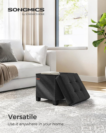 SONGMICS Storage Ottoman, Small Ottoman Foot Rest with Legs, 12.6 x 15.7 x 13.2 Inches Foot Stool, Load up to 660 lb, for Living Room, Bedroom, Dorm, Slate Gray ULSF012G01