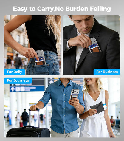 for MagSafe Wallet Works with Apple Find My, 5-Card RFID Holder with Pop-Up Strap, Strong Magnetic Wallet for iPhone 17/16/15/14/13/12 Pro Max Air Plus, Wireless Charging, Black