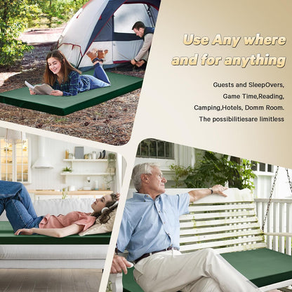 CYMULA Camping Cot Pad 2 Inch Memory Foam, Camping Pad for Folding Cot and Foldable Cot, Portable Roll Up Camp Gear for Car Camping Travel Tent, Non-Slip Waterproof Bottom, Removable Cover, Pad Only