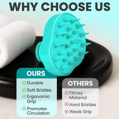 RELAXXO Scalp Massager Hair Growth – Exfoliator & Hair Scrubber for Scalp, Soft Bristles for Dandruff & Soothing Comfort, Shampoo Brush, Wet & Dry Use, Pink
