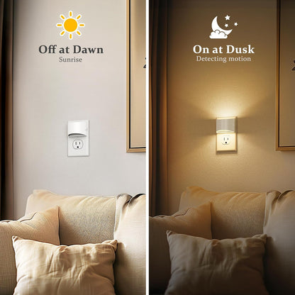 JandCase Night Light, Modern Night Lights Plug into Wall,2 Pack Dusk to Dawn Sensor Nightlight, Amber Brightness Adjustable Nightlight for Kids Bathroom Hallway Kitchen Bedroom Decor