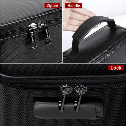 ENGPOW Small Fireproof Storage Organizer Case with Lock, 9”x 5.3”x 3.7”
