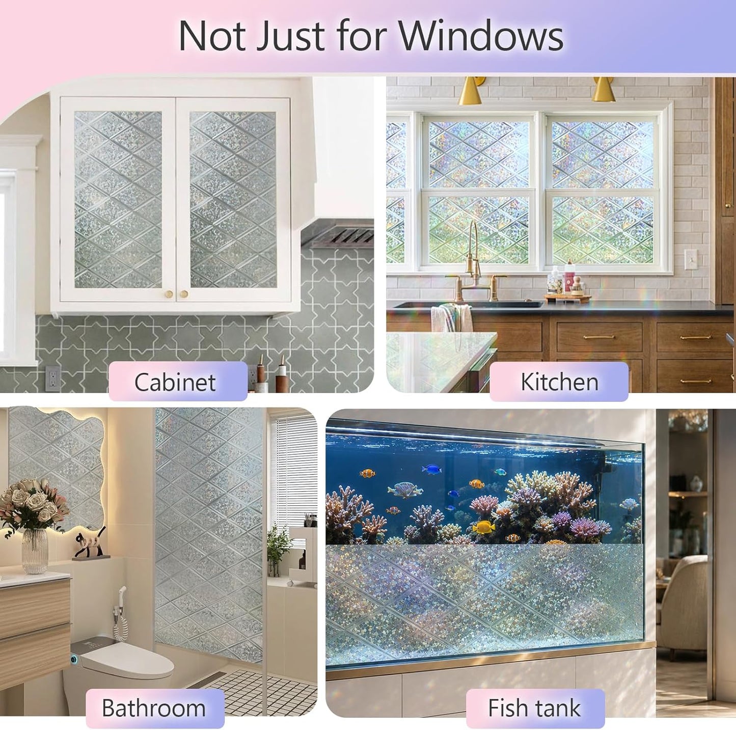 KESPEN Total Blackout Window Film Privacy Static Cling 100% Light Blocking Room Darkening Window Cover Heat Control Anti-UV Glass Sticker Window Tint for Home with Grid Line, 17.5 Inch X 6.5 Feet