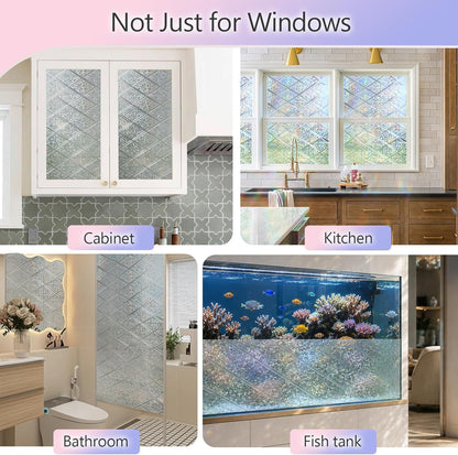 KESPEN Total Blackout Window Film Privacy Static Cling 100% Light Blocking Room Darkening Window Cover Heat Control Anti-UV Glass Sticker Window Tint for Home with Grid Line, 17.5 Inch X 6.5 Feet