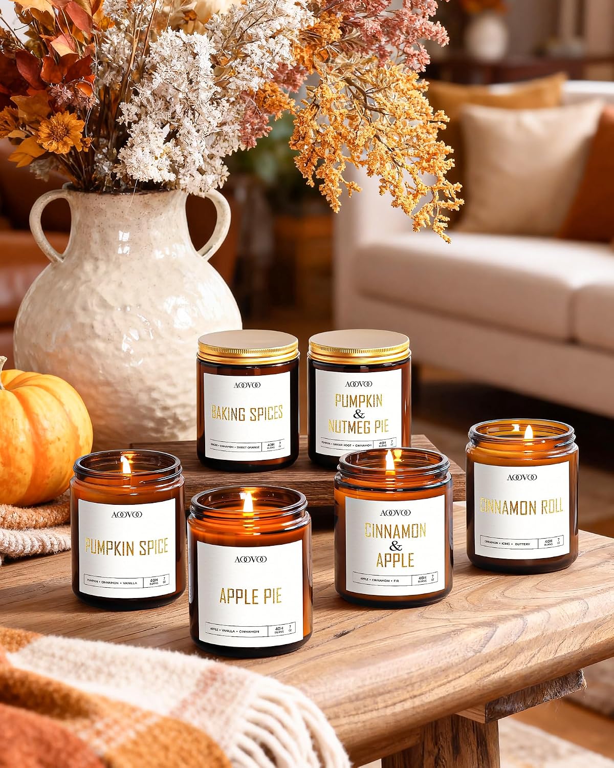 AOOVOO Coconut Vanilla Candles - 9 oz Scented Candles, Aromatherapy Candle, Soy Candle for Home Scented
