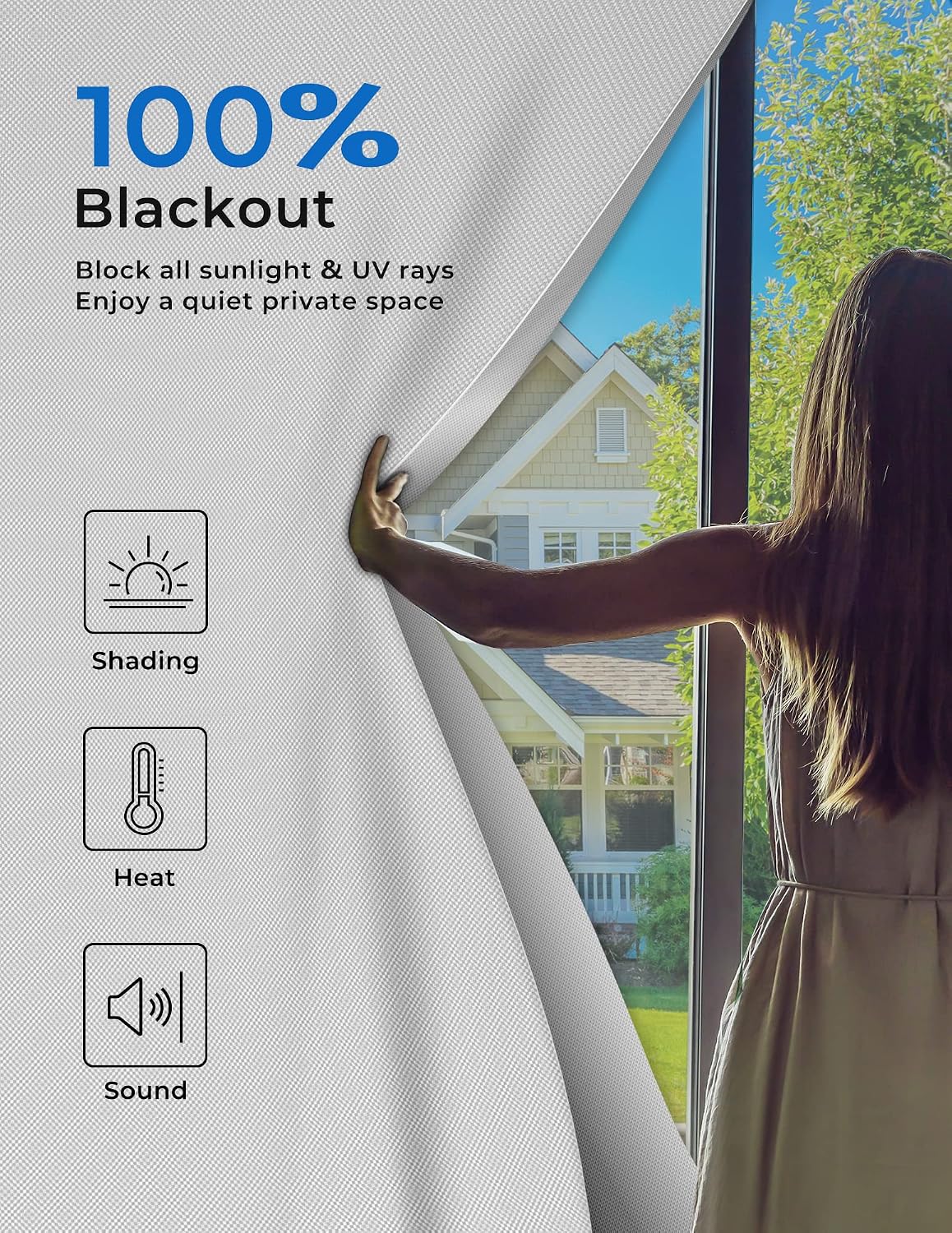 Sumobaby Blackout Curtains 63"x70" Portable No Drill Black Out Window Cover - Colors A