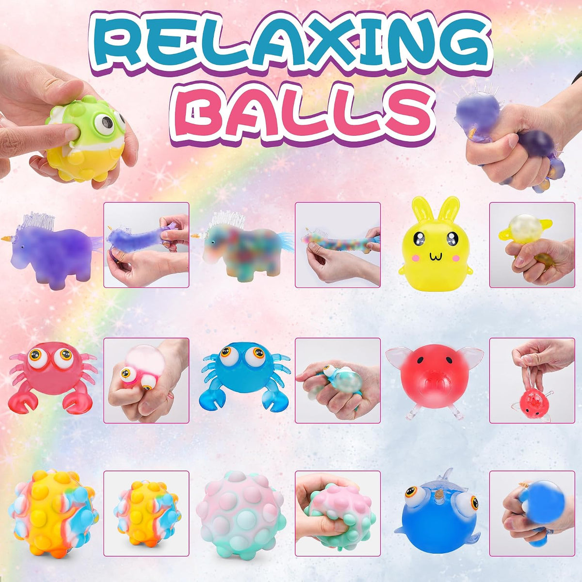 36 Pack Stress Balls, Squishy Balls, Squishy Fidget Stress Relief