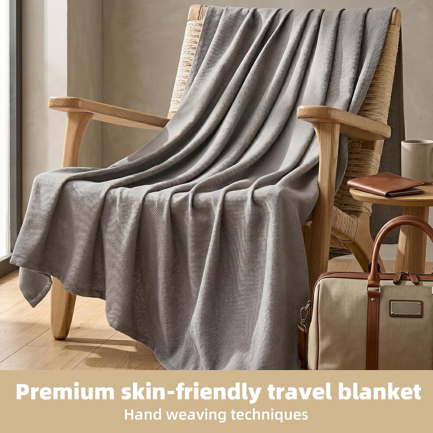 Travel Blanket Airplane - Ultra Soft & Lightweight Knit Design
