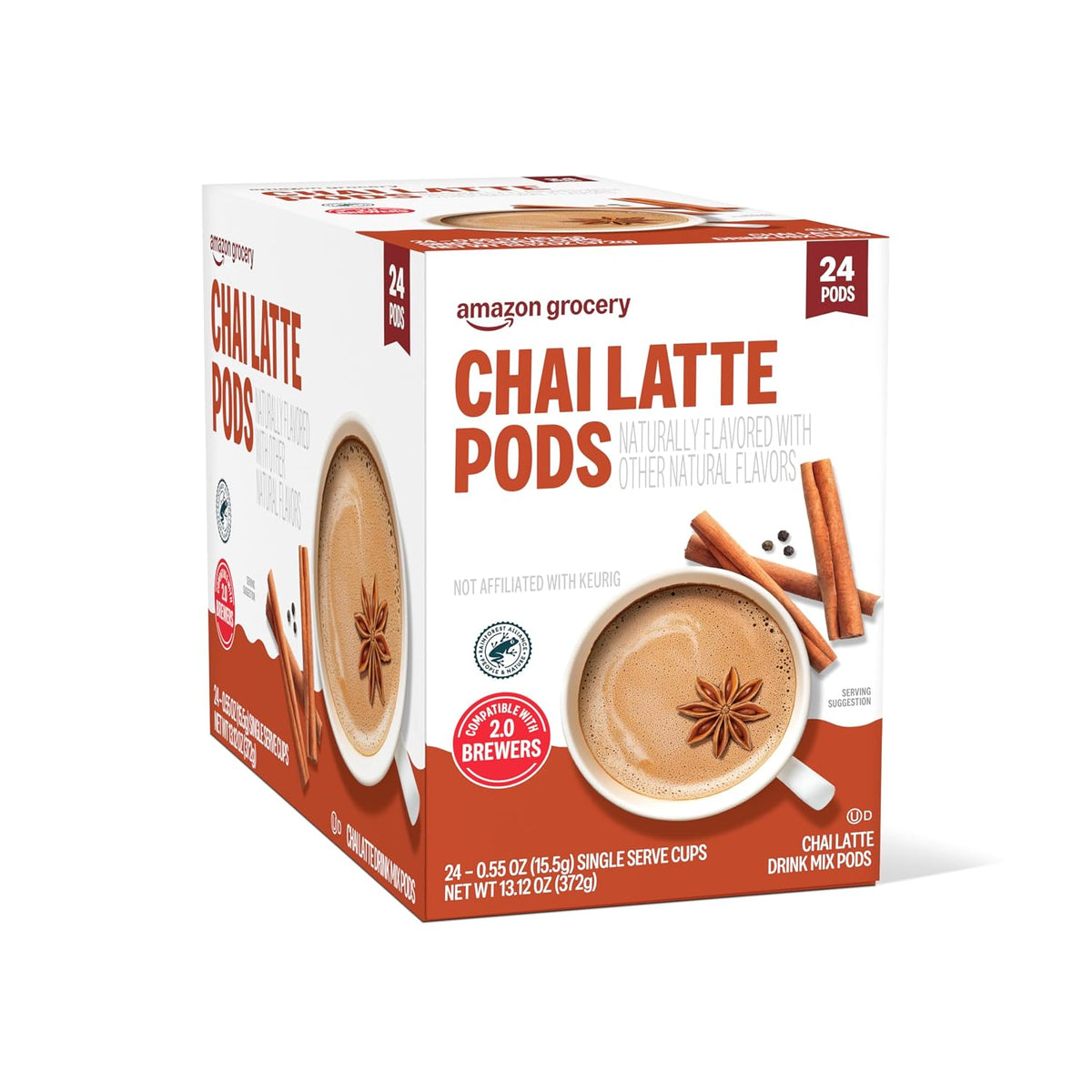 Amazon Brand - Happy Belly Tea Pods Compatible with 2.0 K-Cup Brewers, Chai Latte, 24 Count (Previously Solimo)