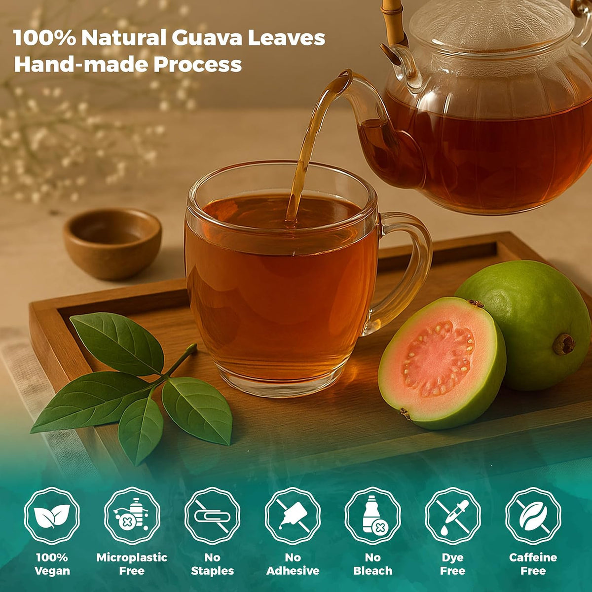 Lavitali, Guava Leaves Tea | 120 tea bags, 100% Pure Herbal Tea | Caffeine-Free, No Sugar, Eco-Friendly Filter Bags | Daily Natural Botanical, Hot or Iced Herbal Infusion