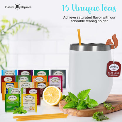 Modern Elegance Tea Tumbler Gift Set for Women, Teal