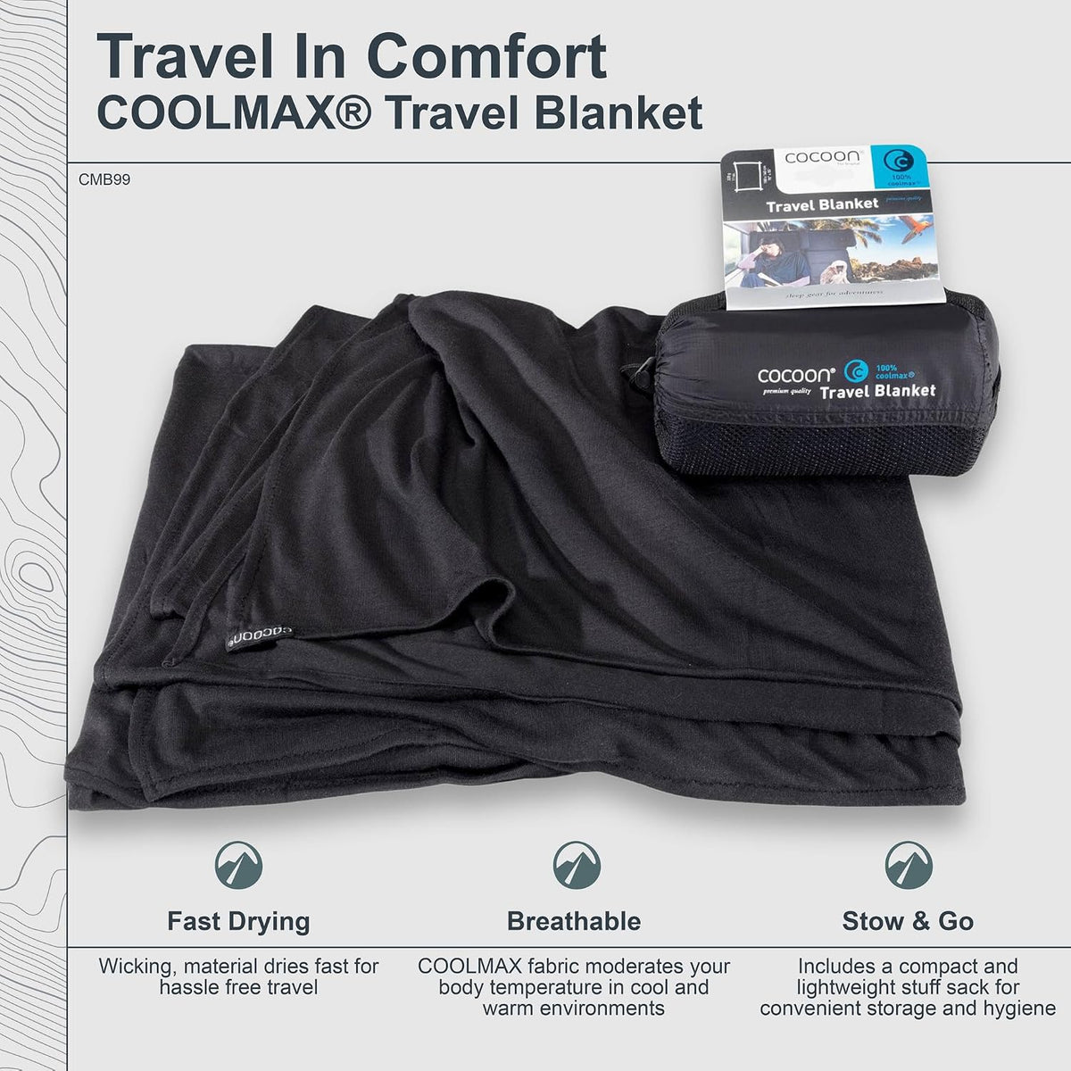 COCOON Coolmax Travel Blanket - Black