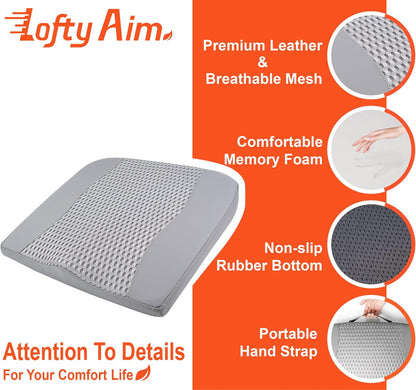 Lofty Aim Car Seat Cushion, Comfort Memory Foam Car Cushions for Driving - Sciatica & Lower Back Pain Relief, Driver Seat Pillow for Auto, Office Chair, Wheelchair - Black