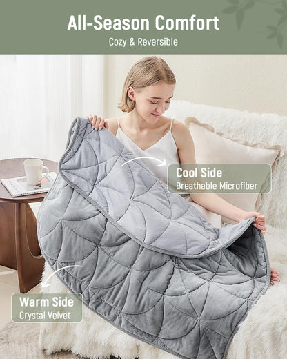 Weighted Lap Blanket 7 lbs for Adults, Luxury Soft Small Weighted Blanket, Compact Portable Weighted Lap Pad for Relaxation, Sleeping, Travel, All-Season Use, Forest Green, 40" x 52"