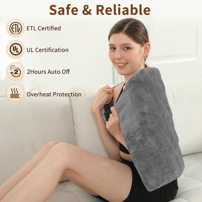 Electric Heating Pad HSA Eligible, Heated Pad for Back Neck Shoulder Pain Relif, Heating Pad for Period Cramps with 2H Auto Shut Off and 4 Heating Levels, 12"x24" Dark Grey