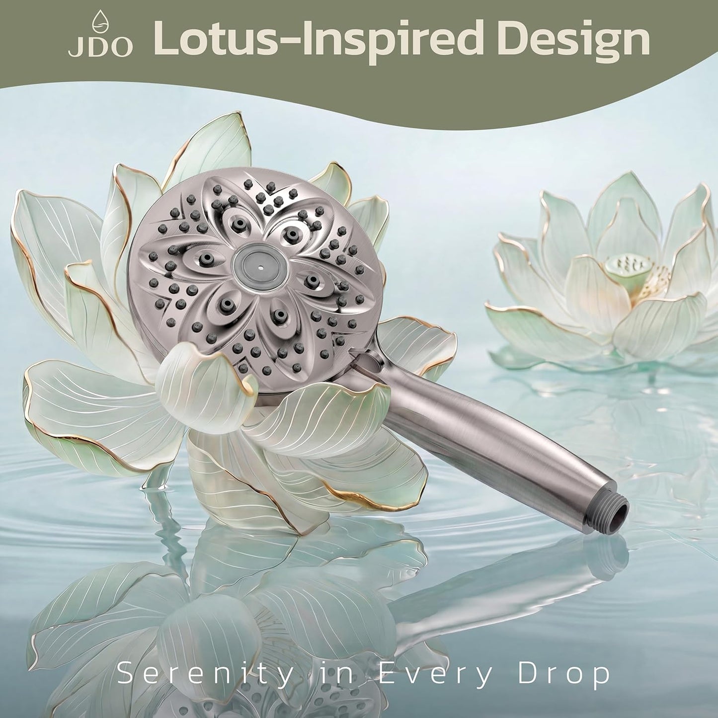 6-Setting Shower Head with Handheld, JDO High Pressure Hand held Shower Head, 4.7 Inch Chrome Detachable Showerhead Set with 59 Inch Stainless Steel Hose and Adjustable Showerhead Holder