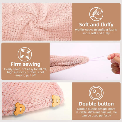 CZZXI 3 PCS Microfiber Hair Towel, Hair Wraps for Women Wet Hair, Fast Drying Hair Turban, Anti Frizz Head Towels Wrap for Curly Hair (Purple, Pink, Blue)