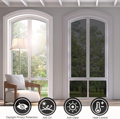 KESPEN Total Blackout Window Film Privacy Static Cling 100% Light Blocking Room Darkening Window Cover Heat Control Anti-UV Glass Sticker Window Tint for Home with Grid Line, 17.5 Inch X 6.5 Feet