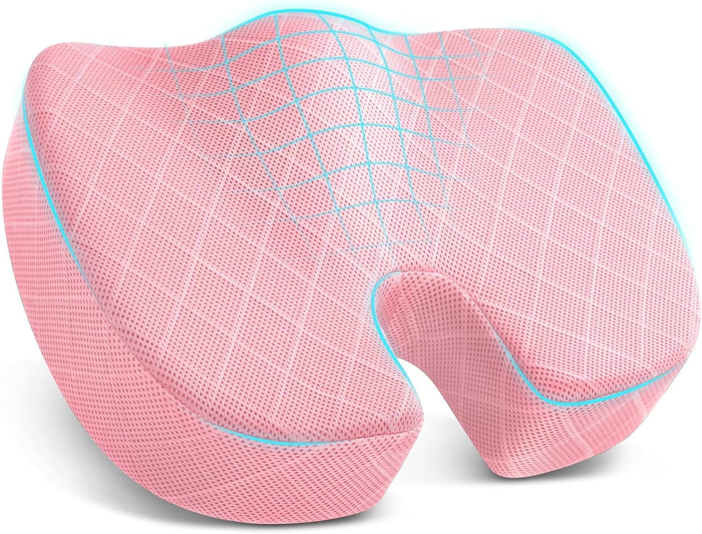 TushGuard Seat Cushion - Memory Foam Sitting Pillow for Office Chair, Car Seat, Airplane, Bleacher - Sciatica & Hip & Coccyx Pain Relief Desk Chair Cushion for Long Sitting Office Workers, Car Drivers