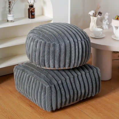 Stuffed Pouf Ottoman Soft Touch Poufs with Foam Chunk Filling Furry and Fluffy Detachable Pouf Foot Stool Storage Ottoman Floor Poufs Foot Rest for Living Room (Caramel, Round)