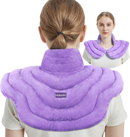 MORLIDEN Neck Heating Pad Microwavable for Shoulders, Warmer Wrap Microwave Heating Pad for Neck and Shoulders for Pain Relief (Navy Blue)