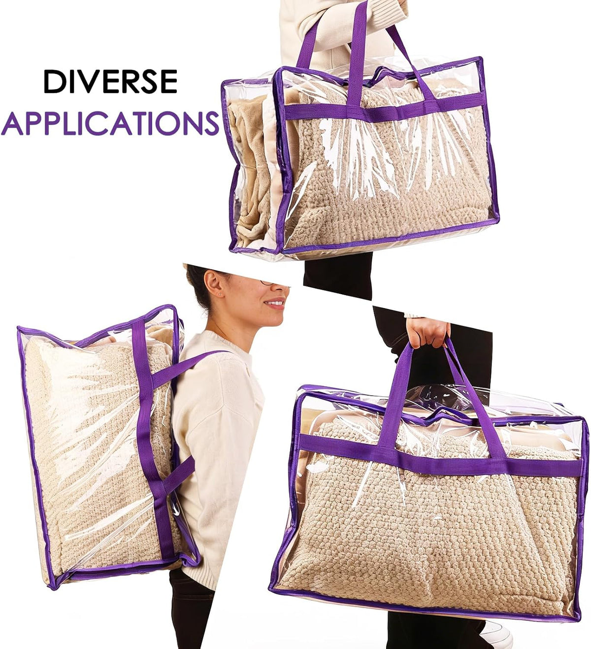 Blanket Storage Bags Extra Large 60L 4 Pack Clothes Organizer
