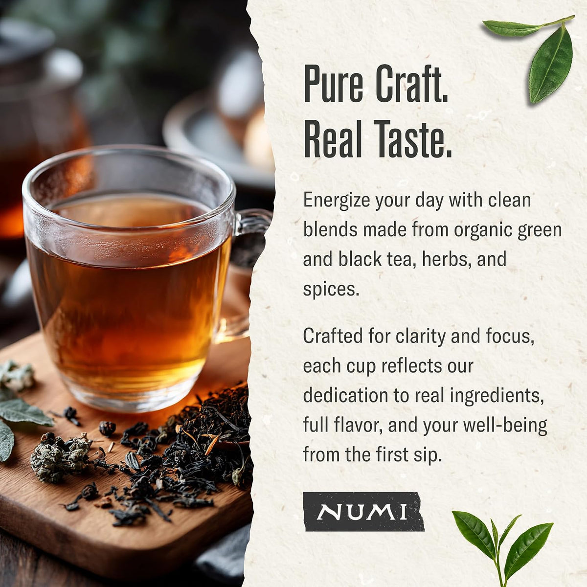 Numi Organic Breakfast Blend, 18 Black Tea Bags, High Caffeine