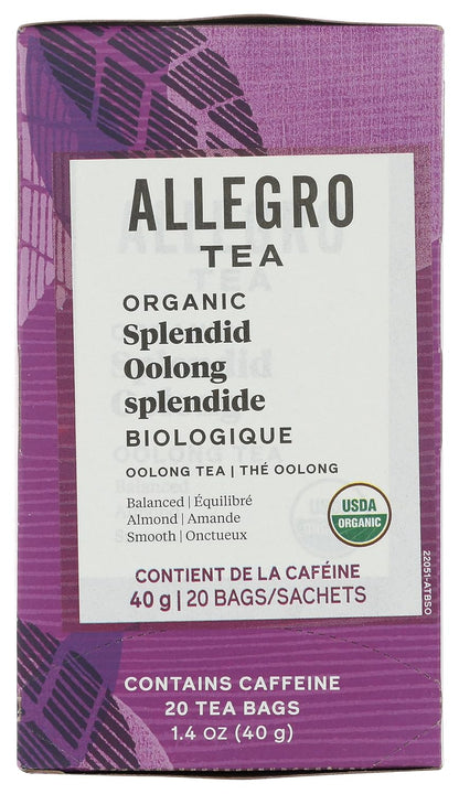 Allegro Tea, Organic Splendid Oolong Tea Bags, 20 ct