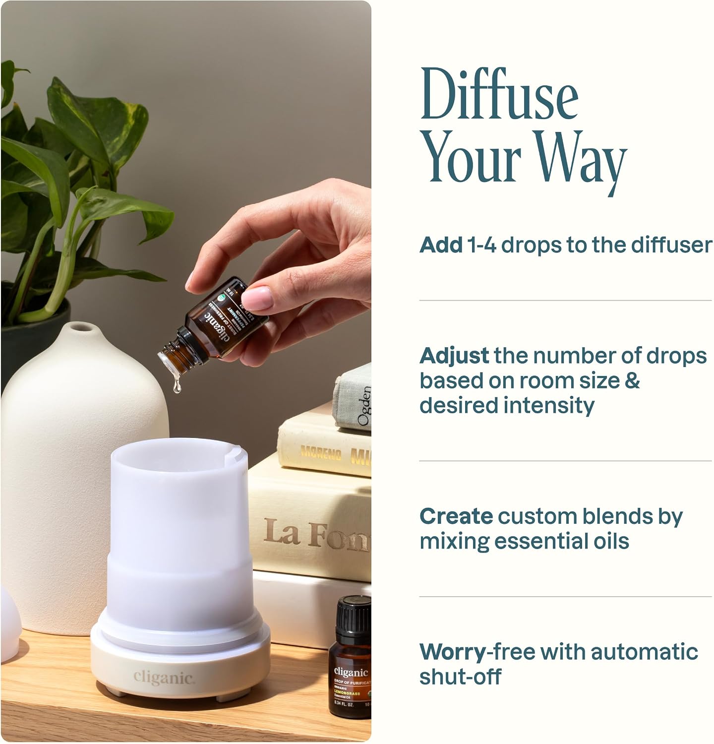 Cliganic Organic Essential Oils Set (Top 5 - The Classics) - 100% Pure Natural - Aromatherapy, Candle Making - Peppermint, Lavender, Eucalyptus, Lemongrass & Orange