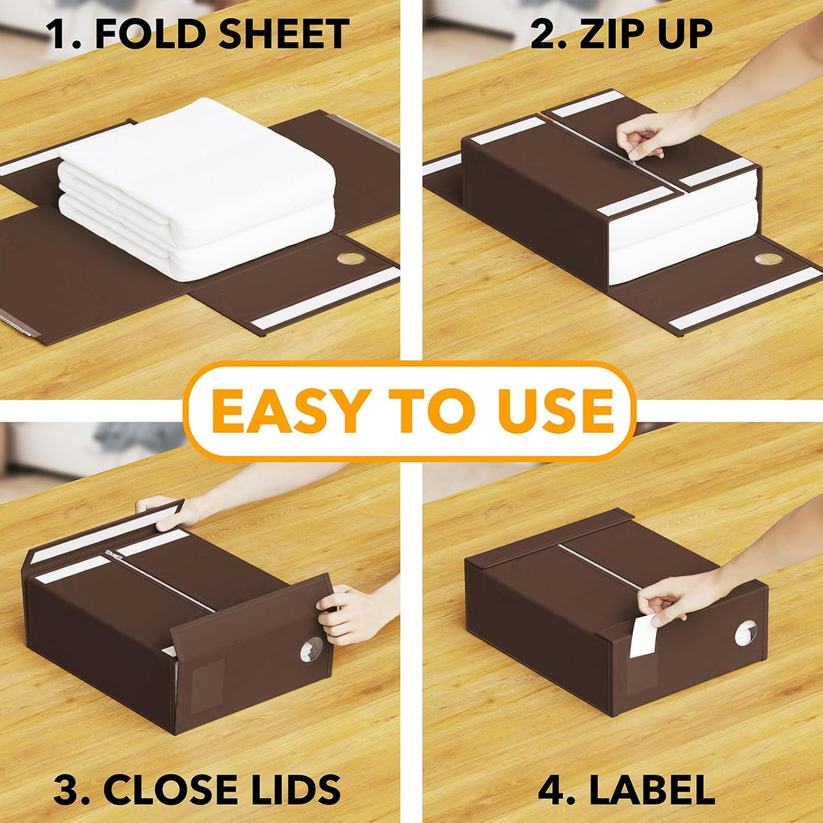 SpaceAid Bed Sheet Organizer and Storage, Foldable Sheet Organizer with Window for Linen Closet, Set Folder Keeper for Queen & King Size Bedding Storage (Black)