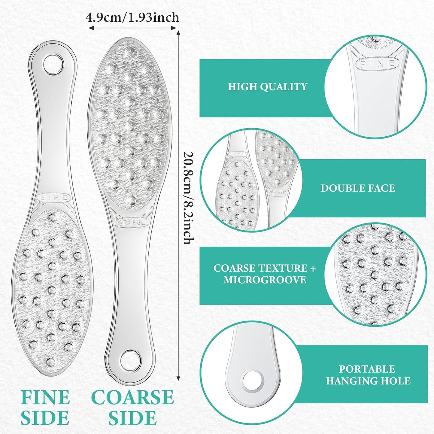 2 Pcs Stainless Steel Foot File Callus Remover Double Sided Metal Foot Scraper Rasp Scrubber for Wet or Dry Skin Professional Pedicure Tool for Hard Skin Cracked Heels Feet (Classic Style)
