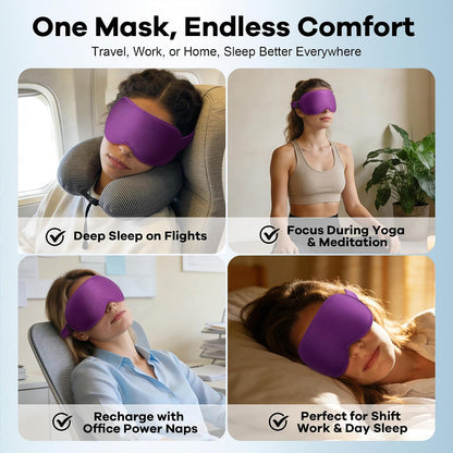 Blackout Weighted Eye Mask for Sleeping: 3D Contoured Gentle-Pressure Sleep Mask for Men & Women - Airplane Travel & Night Shift Essentials, Zero Eye Pressure, Breathable Blindfold, Black