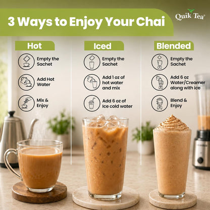 QuikTea Instant Chai Tea Latte Mix, Lemongrass, Unsweetened, 10 Sachets