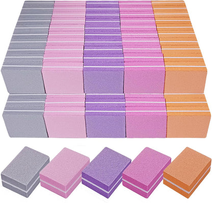 Nail Buffers (100 Pack), Mini Buffer Block Nail File for Acrylic and Natural Nails, 100/180 Grit Nail Buffer Block Bulk Buffing Blocks for Nail Buff Professional Manicure File Blocks Set Hot Pink