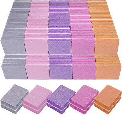 Nail Buffers (100 Pack), Mini Buffer Block Nail File for Acrylic and Natural Nails, 100/180 Grit Nail Buffer Block Bulk Buffing Blocks for Nail Buff Professional Manicure File Blocks Set Hot Pink