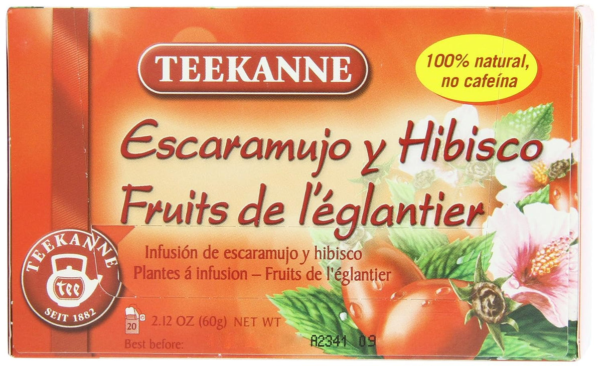 Teekanne Tea, Rose Hip & Hibiscus Flowers, 20 - Teabags, 2.12 Ounce, (Pack of 5)