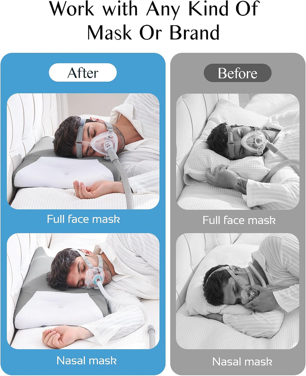 CPAP Pillow for Sleeping, HSA/FSA Sleep Apnea Pillow for All CPAP Masks Users to Reduce Air Leaks, Masks Pressure, Memory Foam with Cooling & Breathable Pillowcase for Side Back Sleeper