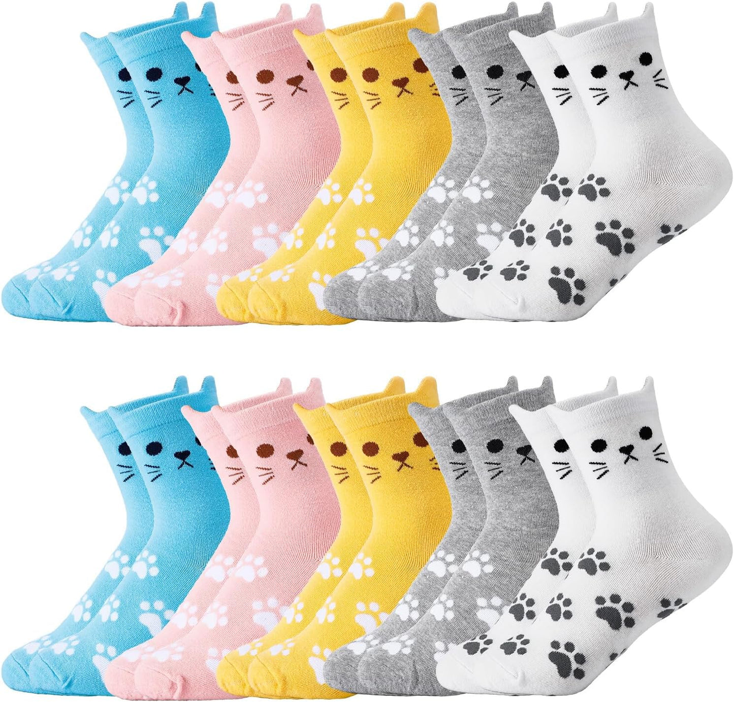 Eurzom 10 Pairs Socks Womens Crew Elastic Ankle Length Cotton Socks Aesthetic Cute Lightweight Low Cut Gifts for Women - Colors B