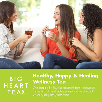Big Heart Tea Co. Tea Bags - Chamomile Mint - Certified Organic, Calming Herbal Decaf Tea in Zero Plastic Sachets with Small Batch Ground Herbs - Spearmint and Lemongrass, 20 Tea Bags