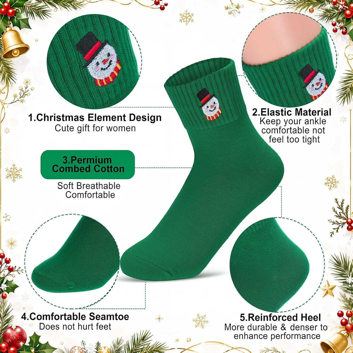 Eurzom 10 Pairs Socks Womens Crew Elastic Ankle Length Cotton Socks Aesthetic Cute Lightweight Low Cut Gifts for Women - Colors B