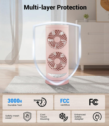 Personal Tower Cooling Fans that Blow Cold Air, Standing Small Desk Fan with 3 Speeds & Timer, 60° & 110° Oscillating Table Fan, Quiet and Safe Electric Floor Fan for Bedroom, Bedside, Home, Office
