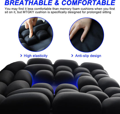 Travel Cushion for Airplane,Portable&Adjustable Air Seat Cushion,Inflatable Cushion for Travel,Coccyx Tailbone Pain Relief Chair Pad