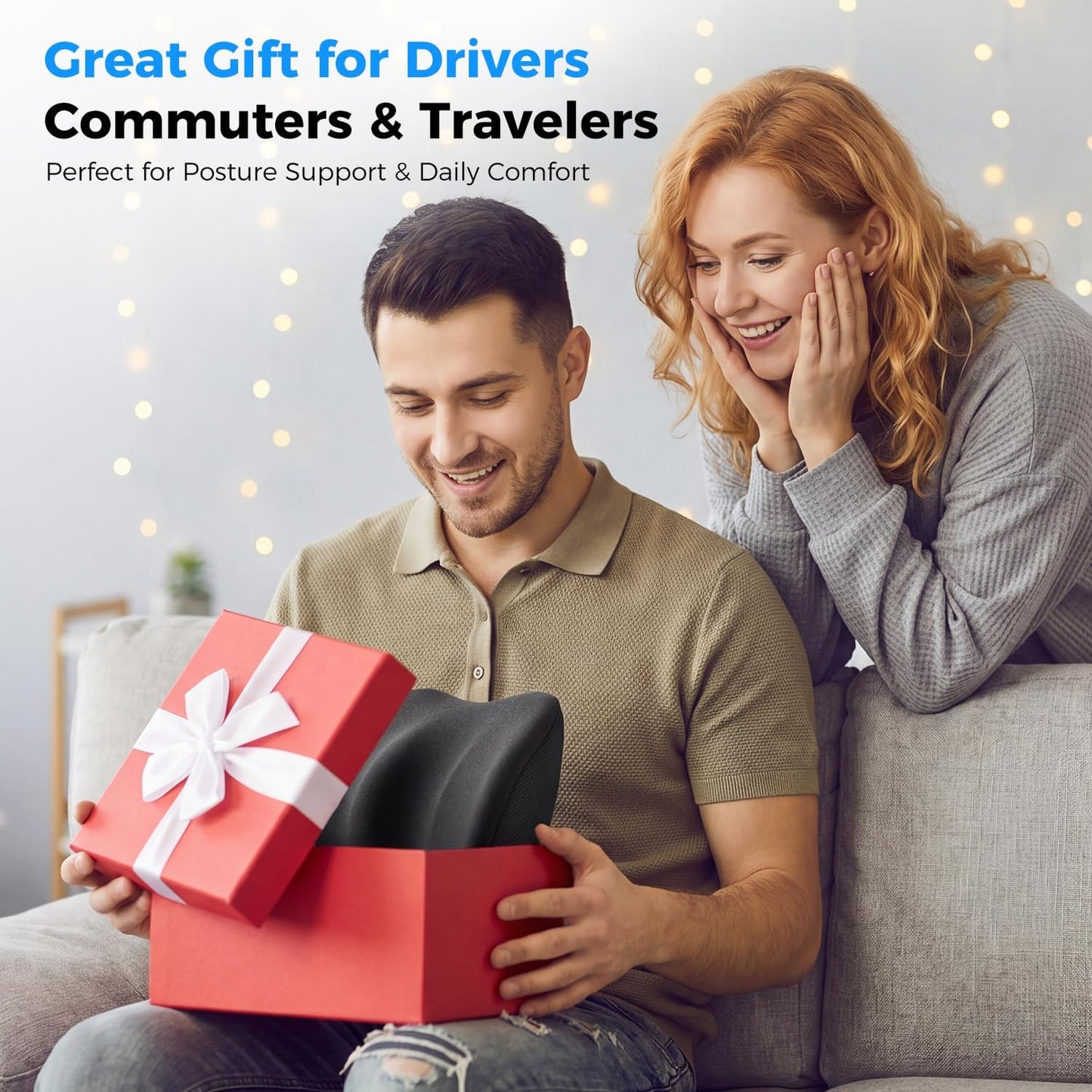 Lumbar Support Pillow for Car - 20.9 Inch Extended Car Back Support Relieves Full Back Discomfort on Long Rides, Rebuilds Support for Older Vehicles, Fits Mid-to-Large Sedans, SUVs & Trucks