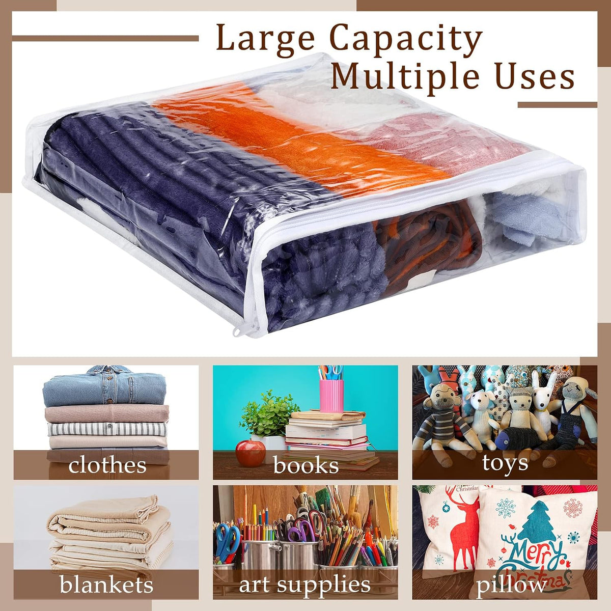 Kingdder 16 Pcs Clear Zippered Storage Bags Plastic Sweater Bag with Zipper
