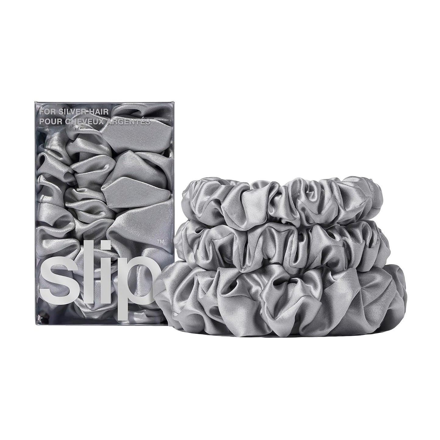 slip Back to Basics Black Midi & Large Scrunchie Set | Includes 2 Midi & 1 Large Pure Silk Scrunchies | 100% Mulberry Silk, Anti-Crease, Gentle on Hair, Prevents Breakage | Stylish & Durable