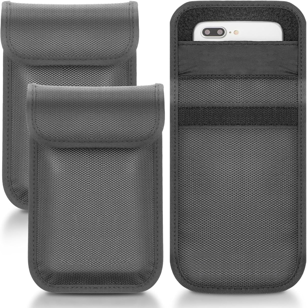 3 Pcs Faraday Bag Signal Blocking Pouch Nylon Sleeve, Black