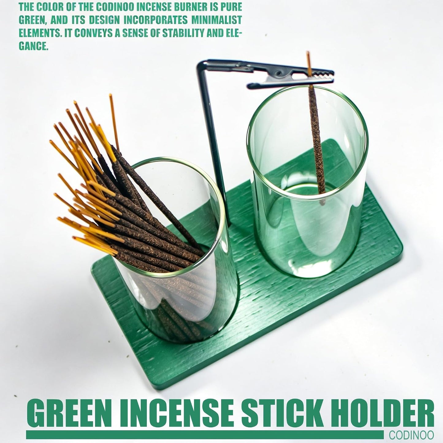 2 in 1 Incense Burner Holder for Sticks,Glass Incense Holder with Storage,Upside Down Incense Holder for Sticks with Glass Ash Catcher for Meditation Yoga Spa Room Home Decor[Full Black]