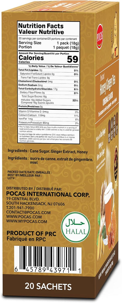 Pocas Honey Ginger Tea, Original, Instant Powder