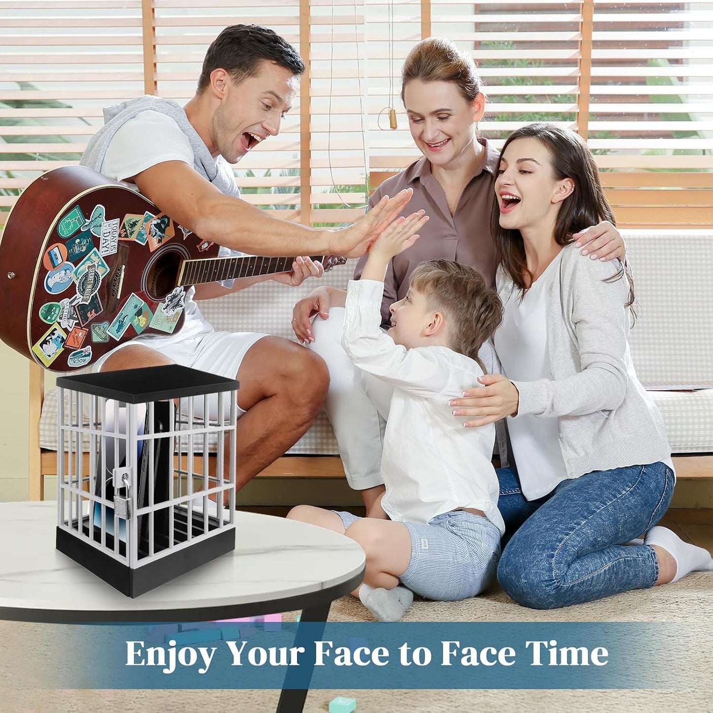 Gemaxvoled Cell Phone Jail-Phone Cage with Lock and Key, Phone Lock Box, Cell Phone Locker for Classroom/Family